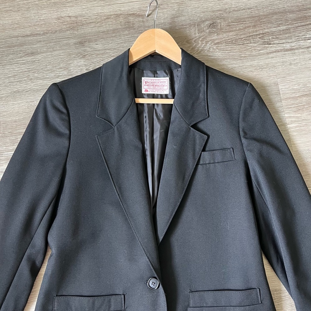 Pendleton Merino Wool Black One Button Blazer 4p - image 4